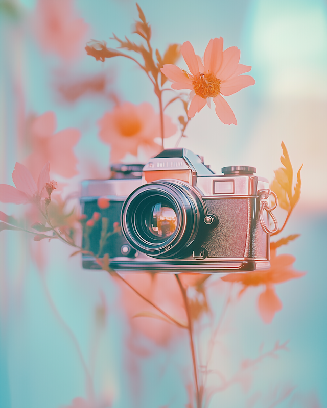 Vintage Camera with Flowers