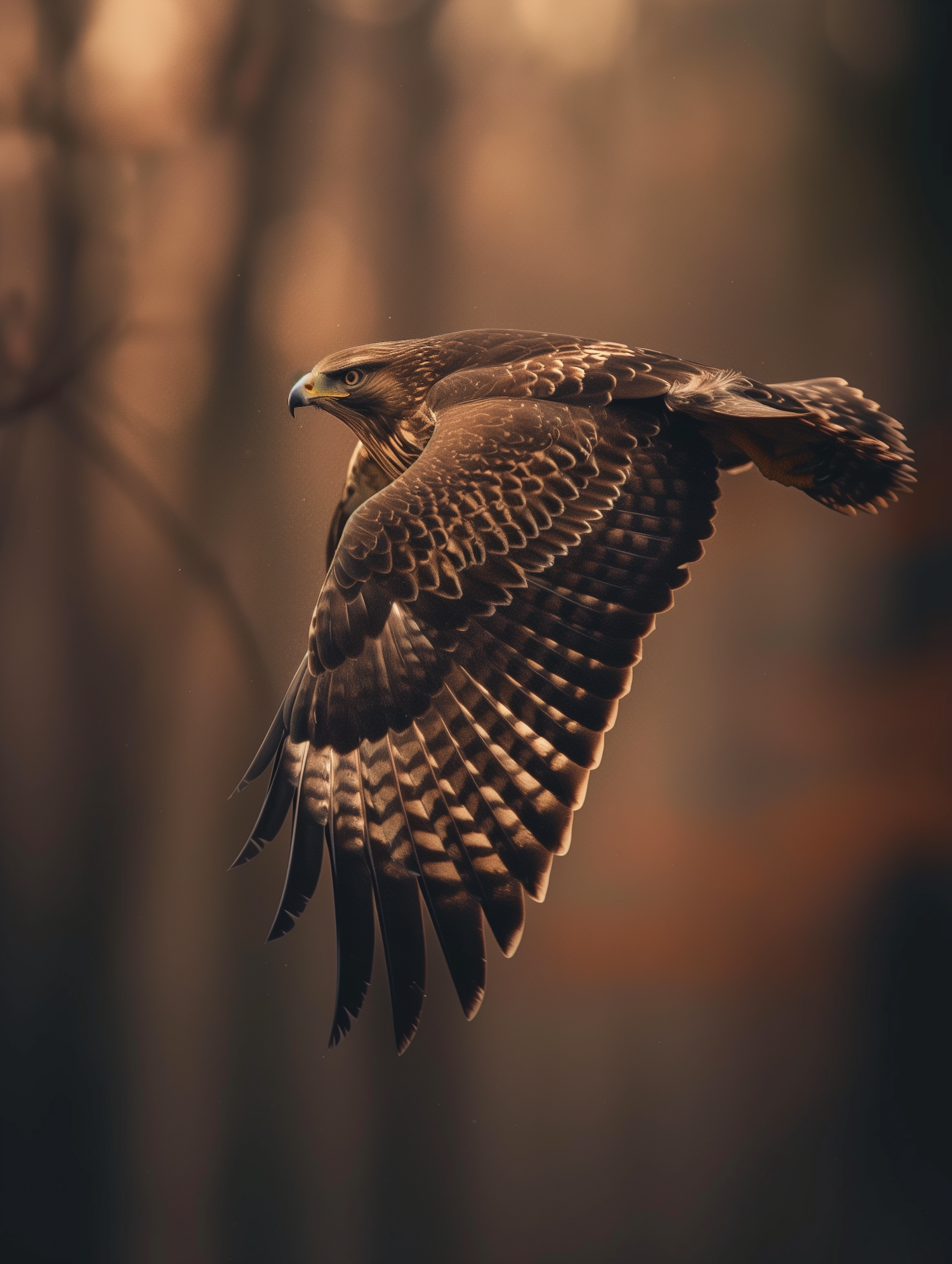 Mid-flight 'Buzzard in Dusk