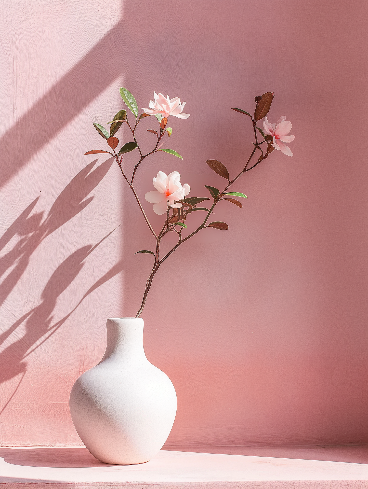 Elegant White Vase with Pink Flowers