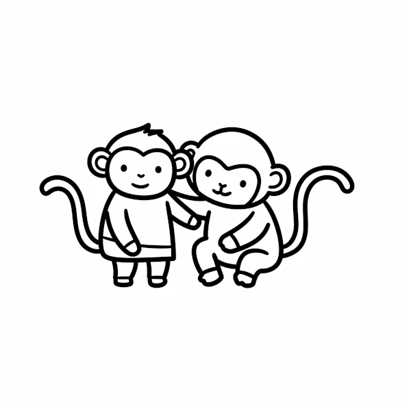 Cartoon Monkeys Duo