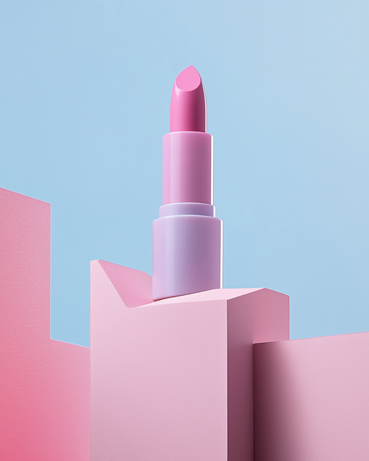 Pink Lipstick Against Minimalist Background