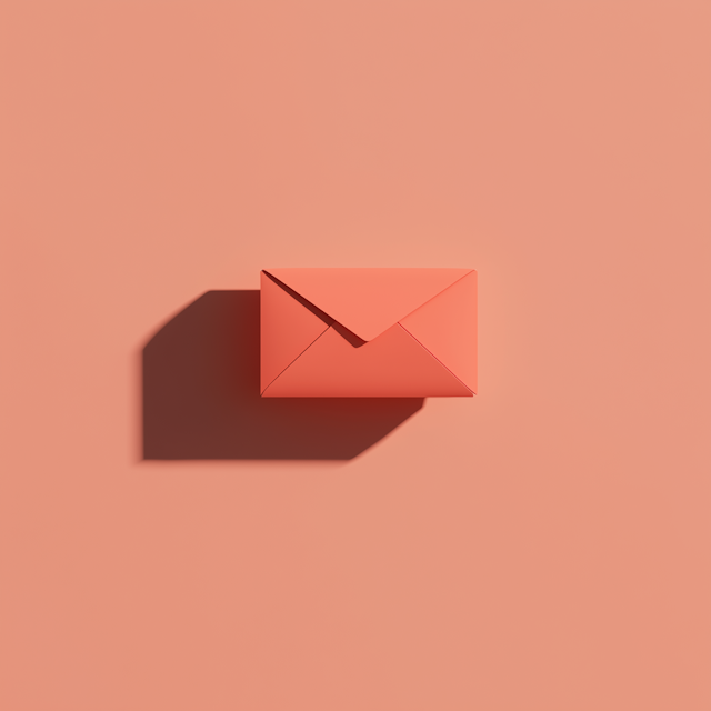 Coral Colored Envelope on Matching Background