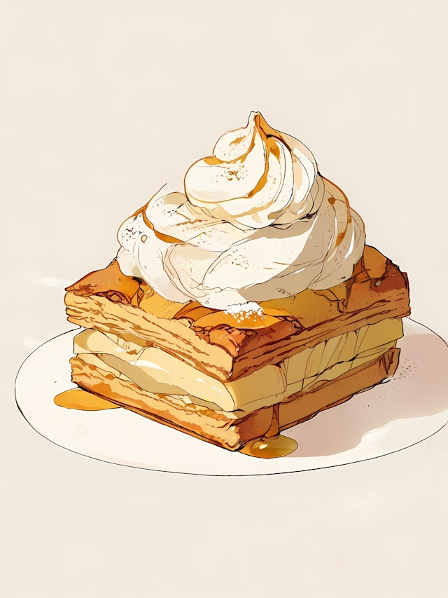 Illustrated Mille-Feuille Dessert