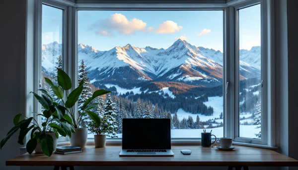 Serene Mountain Workspace