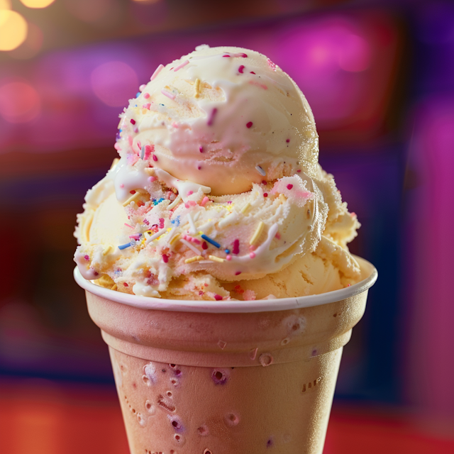 Classic Vanilla Ice Cream Cone with Sprinkles