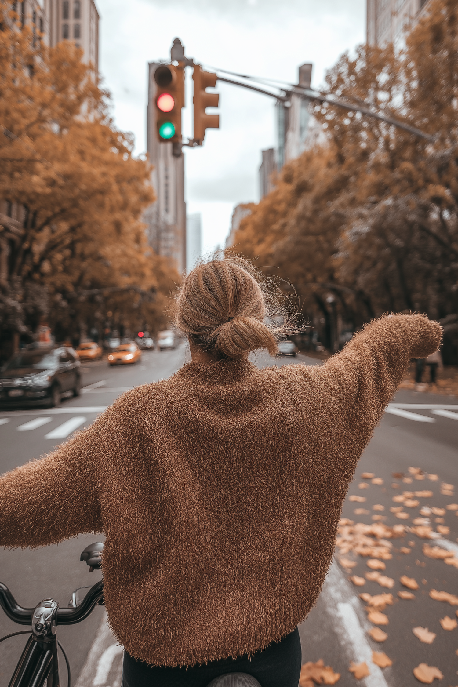 Cyclist in Autumn City