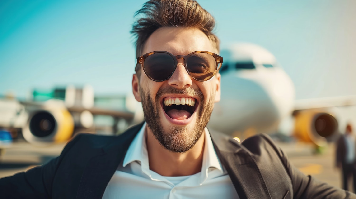 Cheerful Man at the Airport