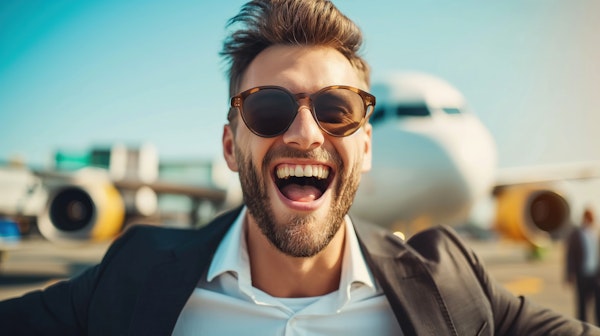 Cheerful Man at the Airport