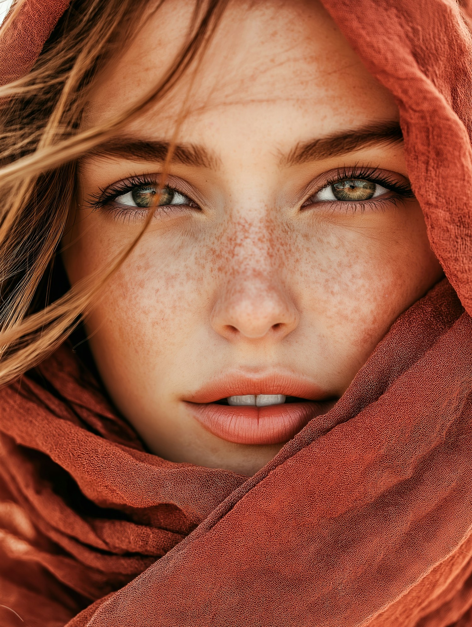 Portrait with Rust-Colored Fabric
