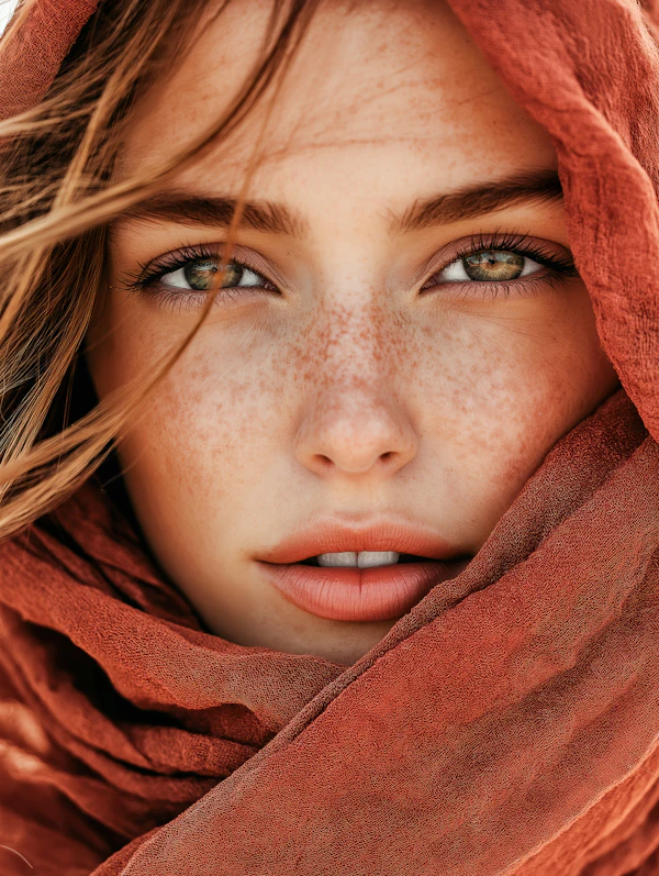 Portrait with Rust-Colored Fabric
