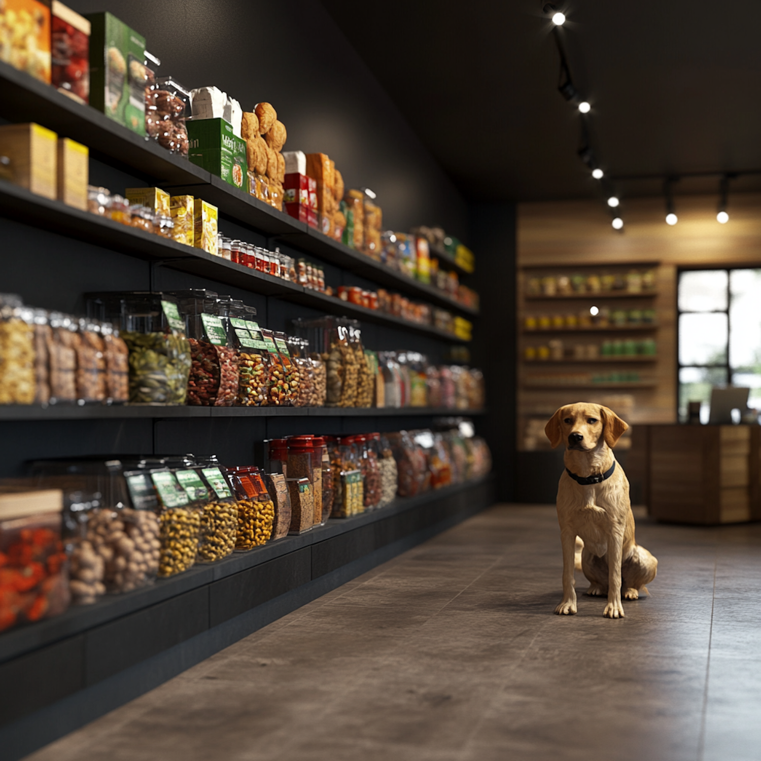 Store Aisle with Dog