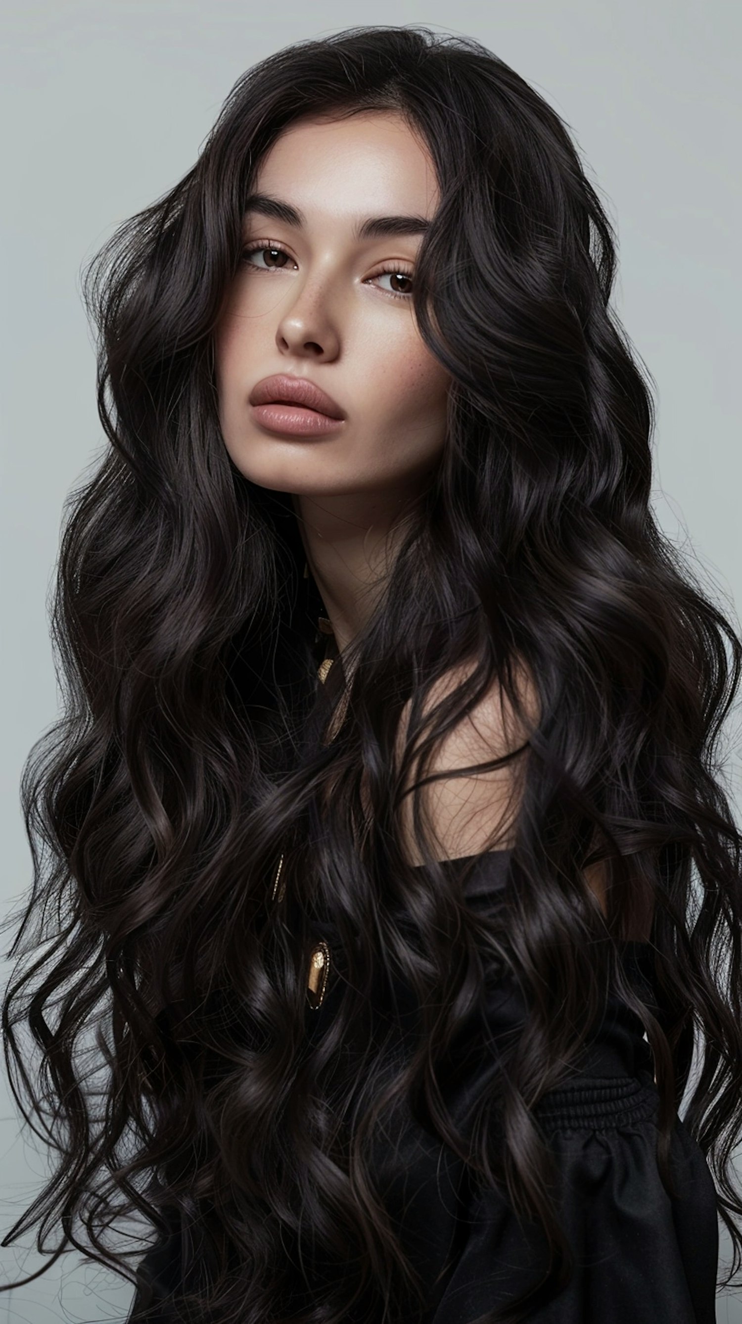 Woman with Natural Makeup and Dark Hair