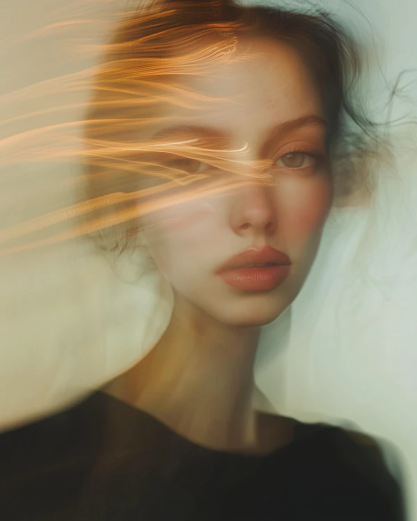 Ethereal Portrait with Light Trails