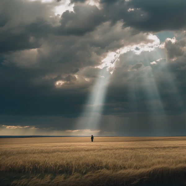 Solitary Figure in Wheat Field