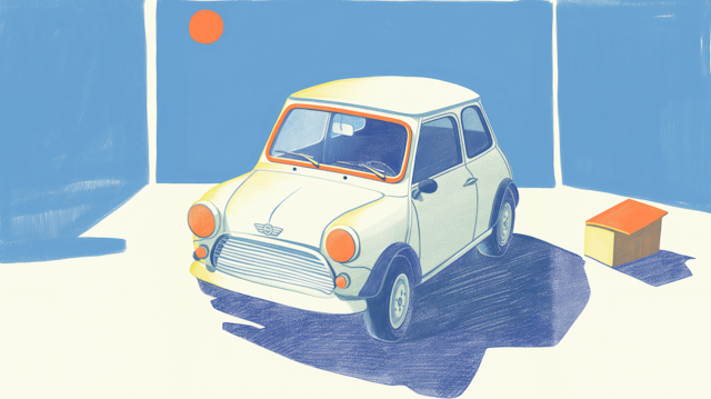 Stylized Classic Mini Car Illustration