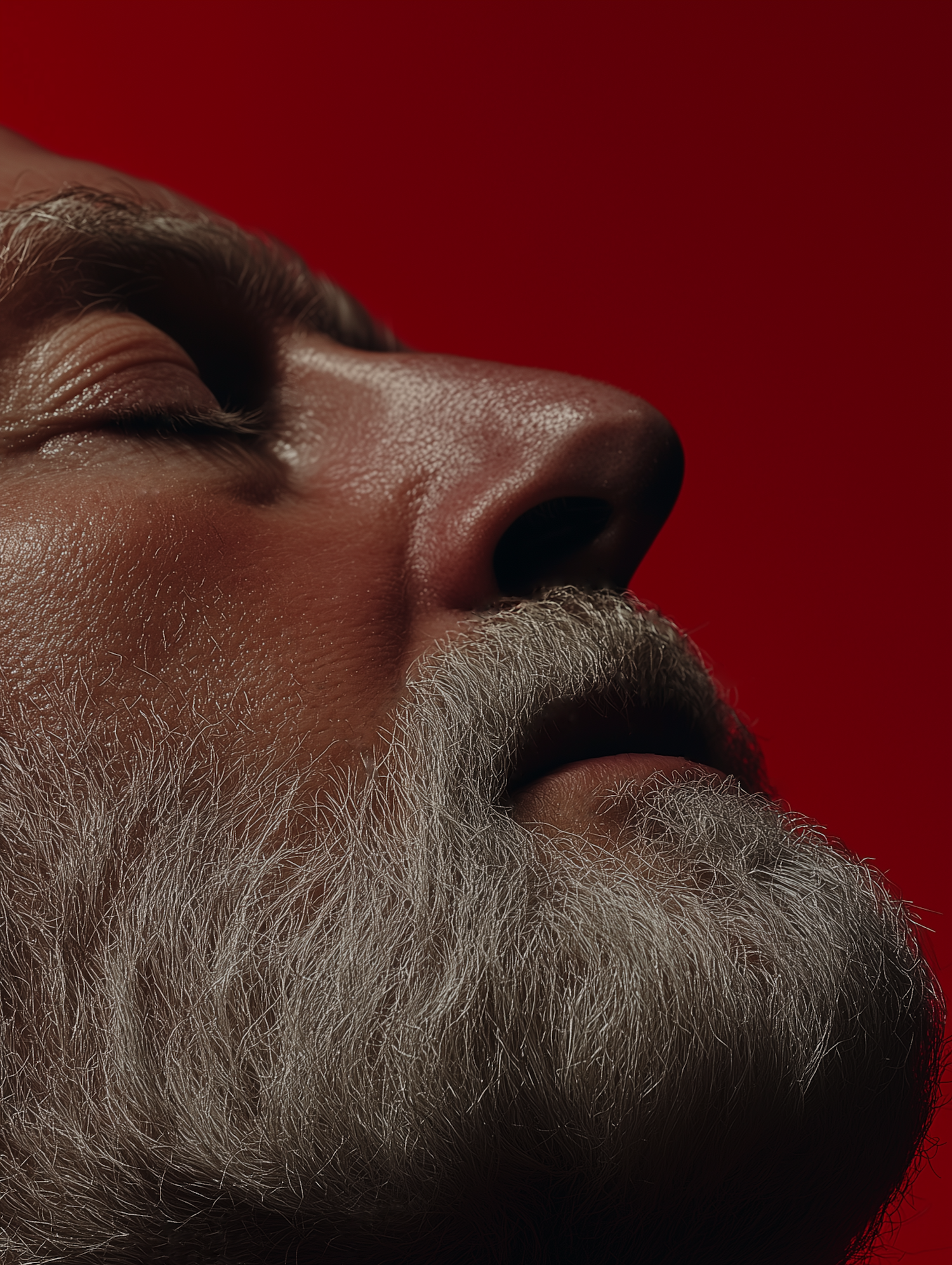 Close-up of Older Man with White Beard