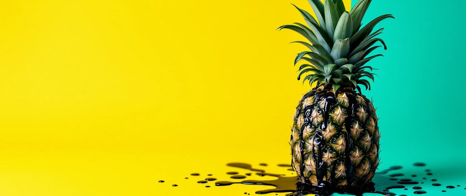 Surreal Pineapple with Black Liquid