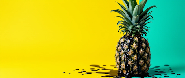 Surreal Pineapple with Black Liquid