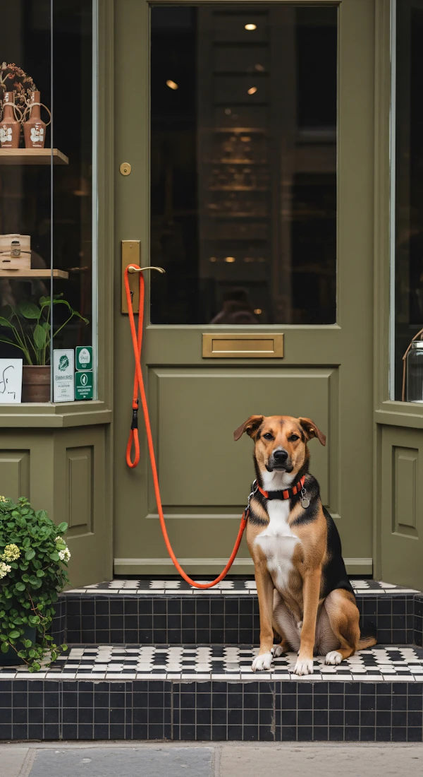 Dog on Tiled Doorstep