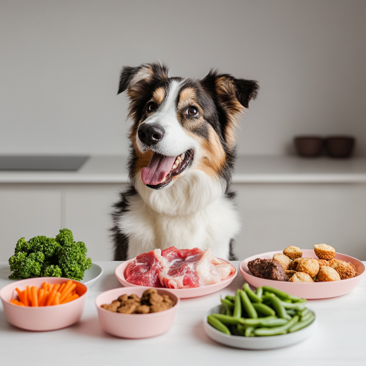 Happy Dog with Healthy Feast