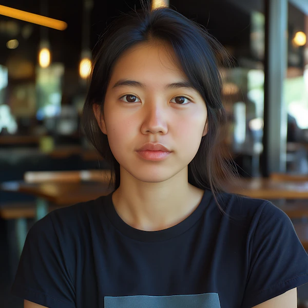 Portrait of a Young Woman in a Café