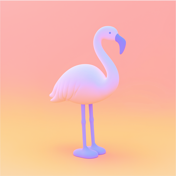 Stylized 3D Flamingo Illustration