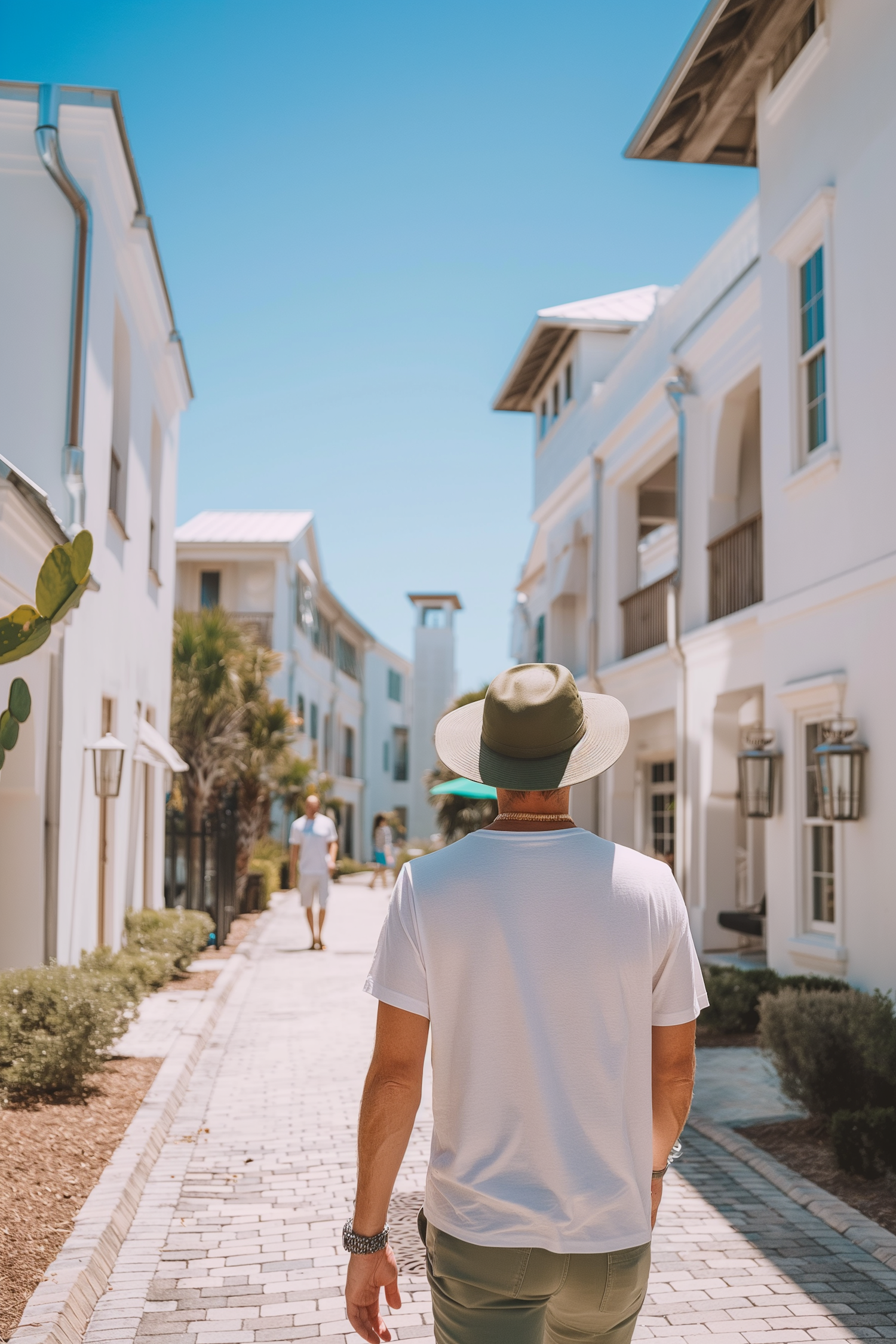 Man Walking on a Sunny Residential Street