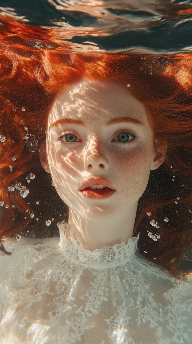 Underwater Portrait with Red Hair