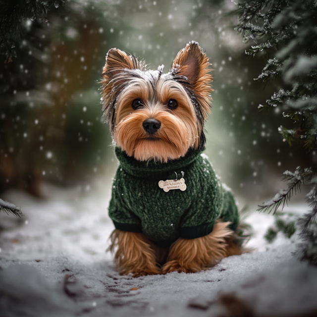 Yorkshire Terrier in Snowy Setting