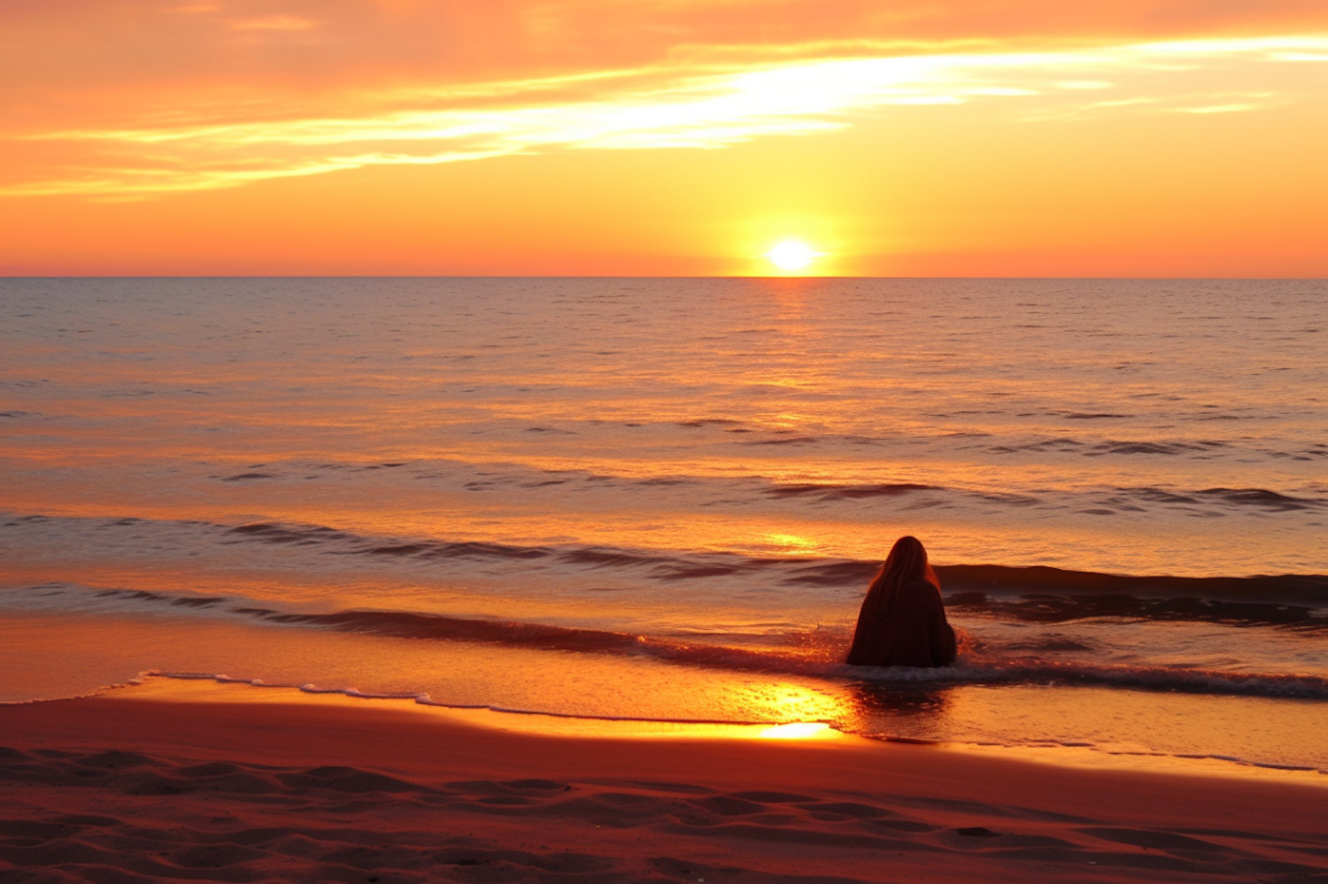Solitary Contemplation at Golden Sunset