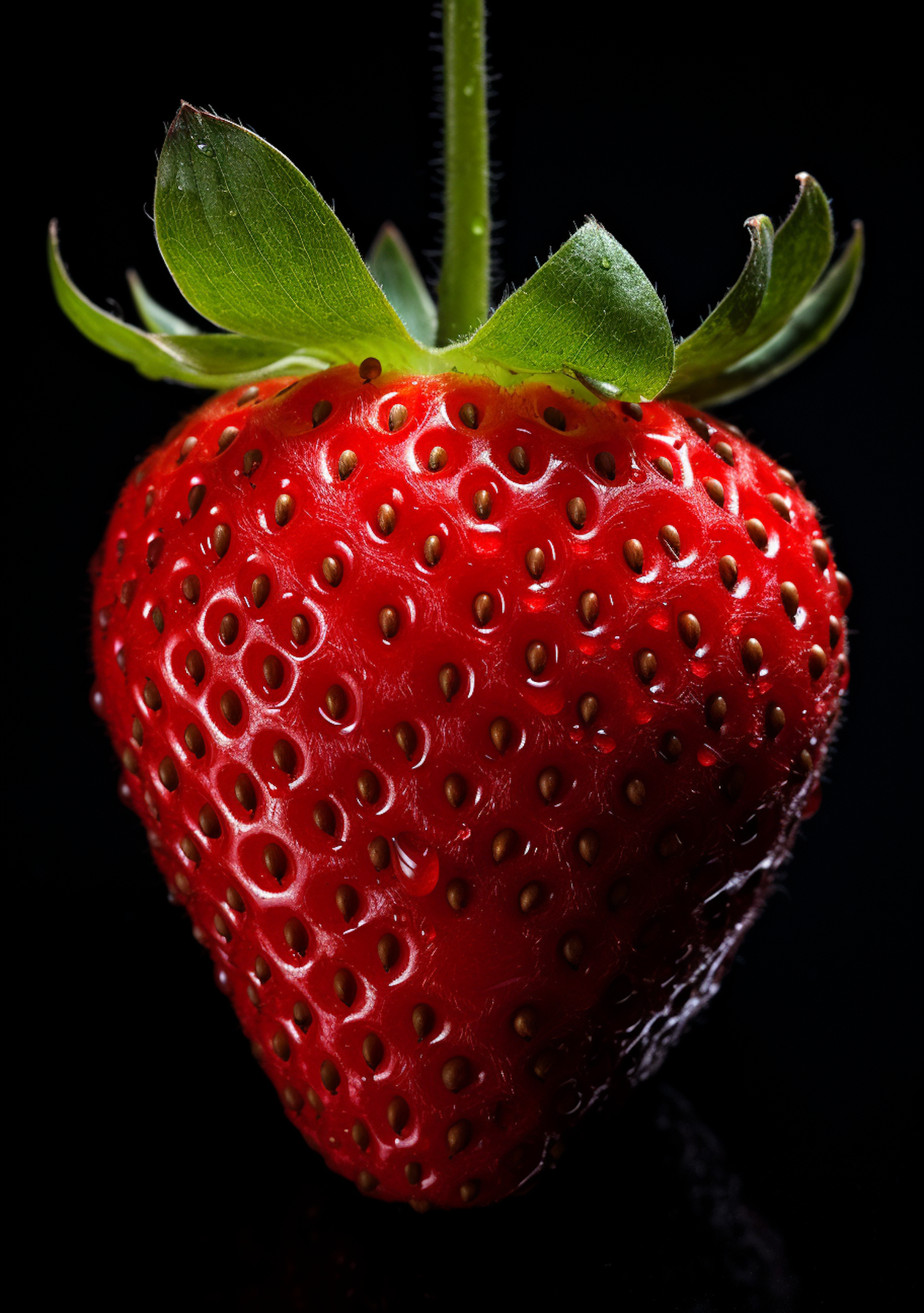 Macro Brilliance of a Dew-Kissed Strawberry