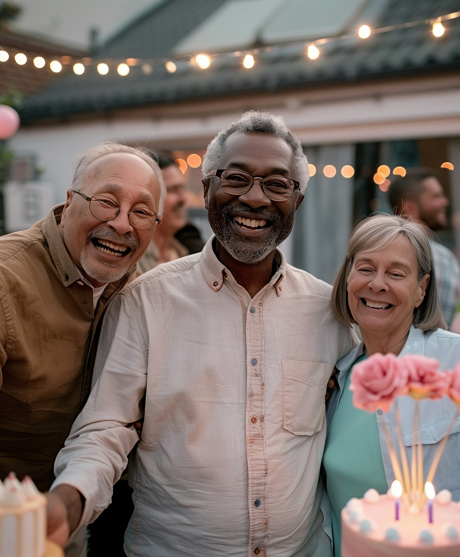 Joyful Elderly Friends at Outdoor Celebration