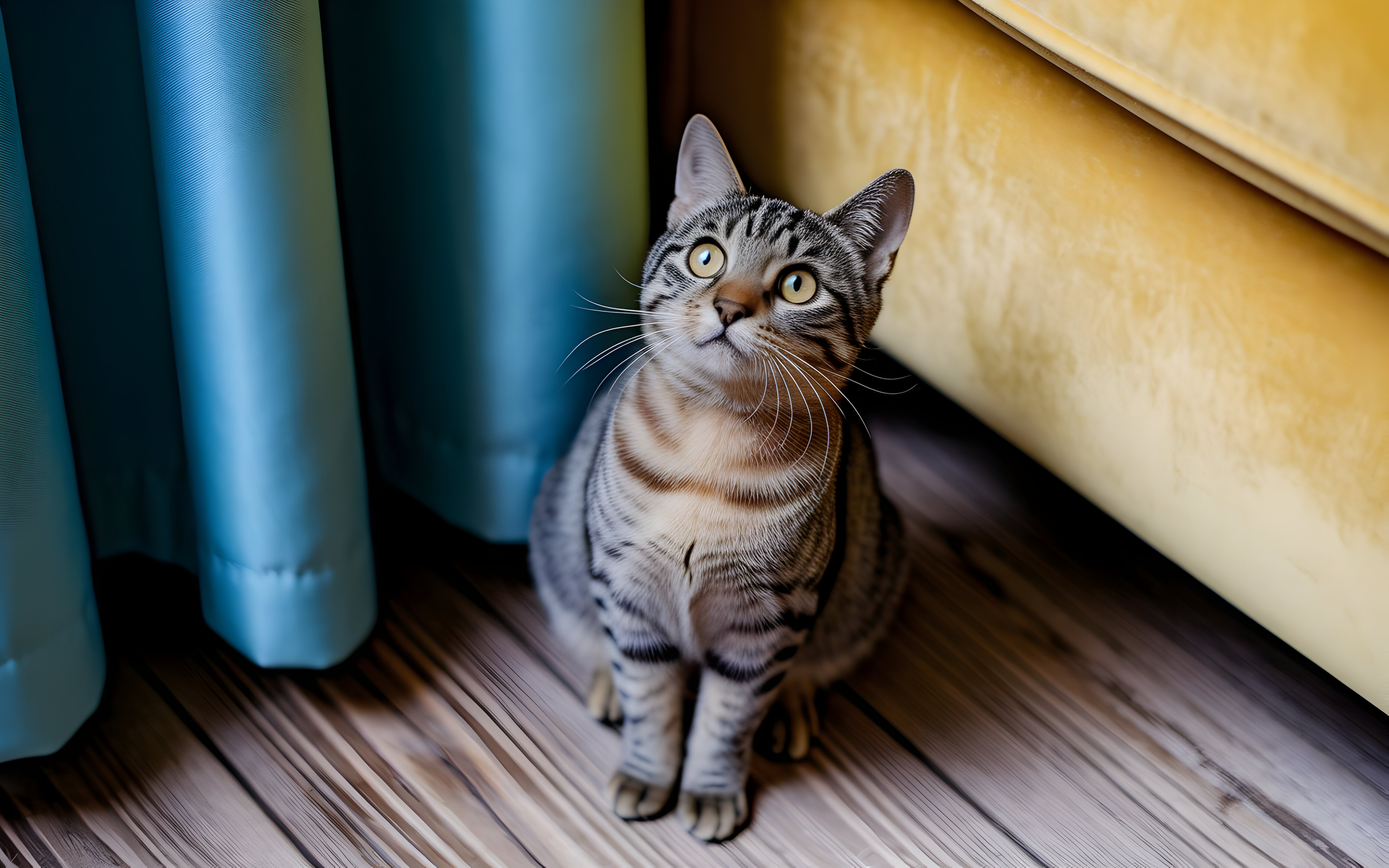 Tabby Cat on Wooden Floor Photo on Lummi