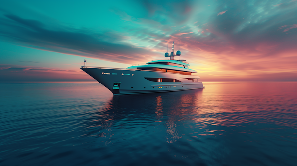 Serene Sunset with Modern Yacht