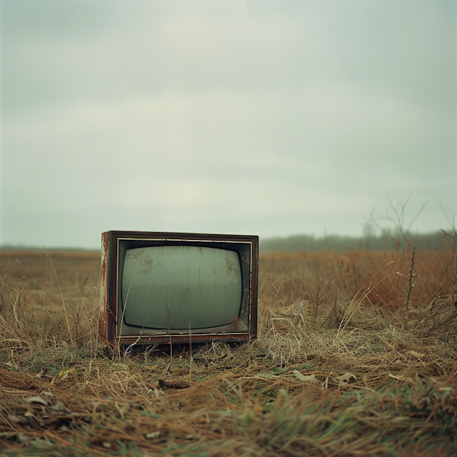 Abandoned Vintage TV in Desolate Landscape