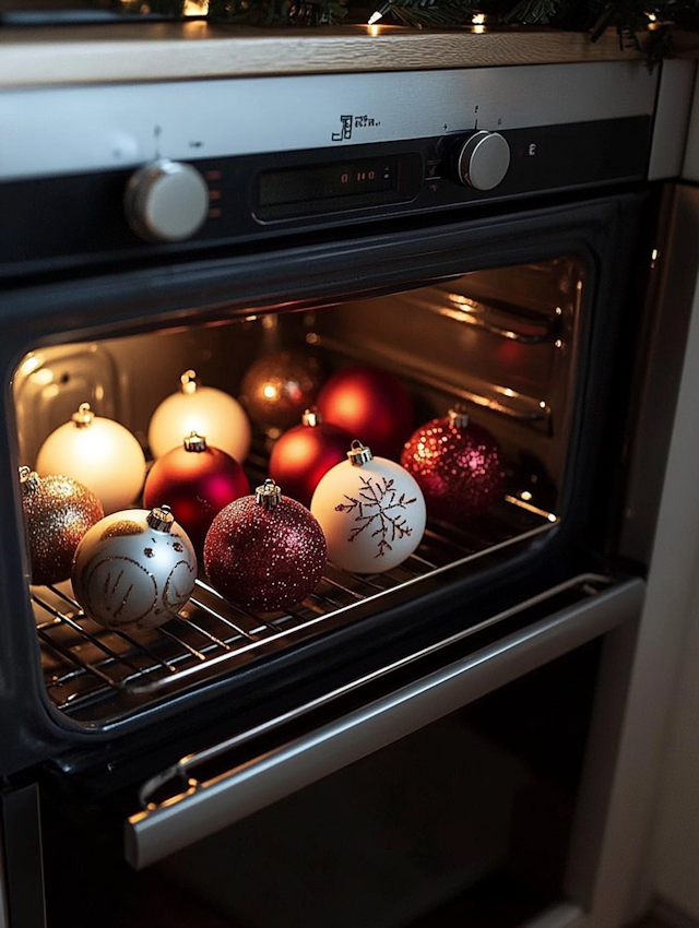 Christmas Ornaments in Oven