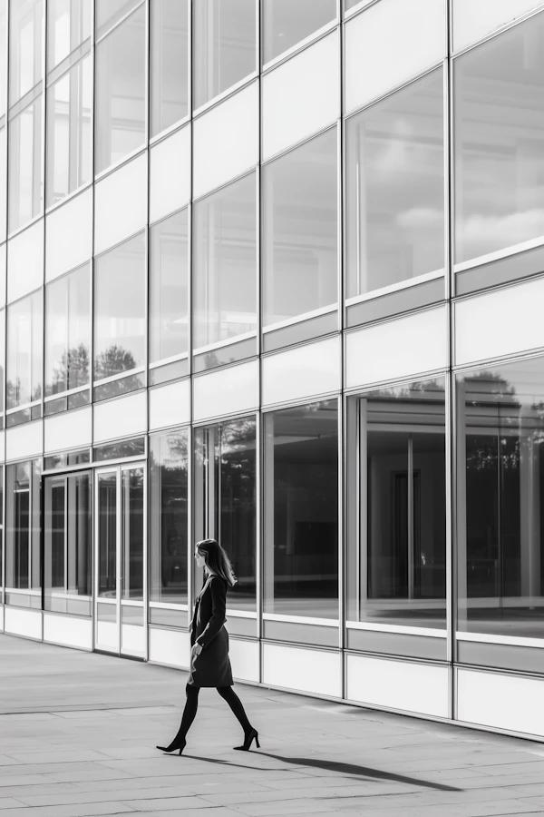 Modern Glass Building Walk
