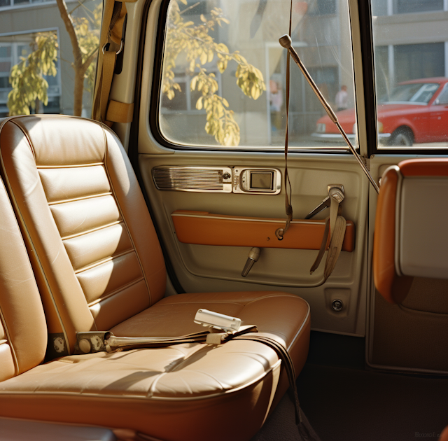 Vintage Car Interior with Quilted Caramel Seats