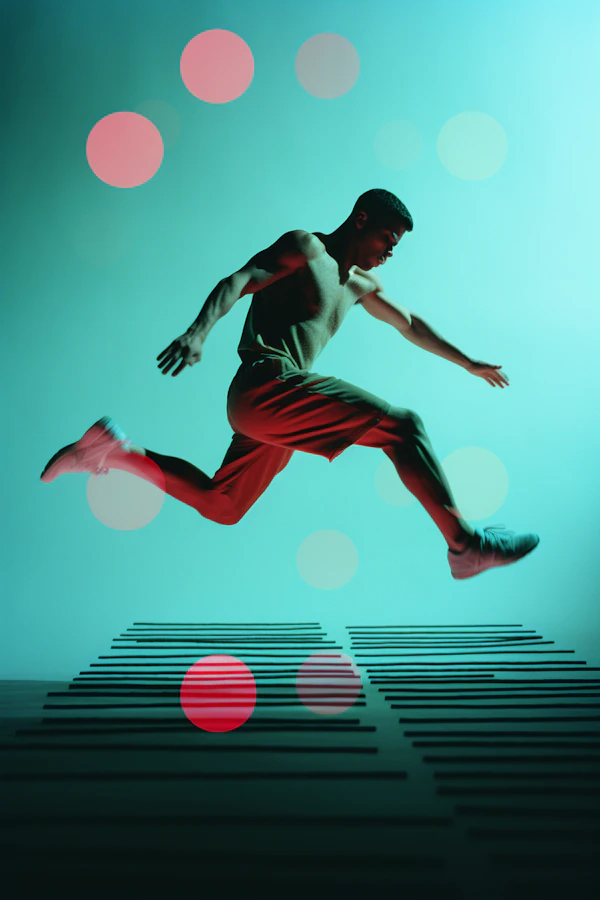 Leap of Strength in a Teal Dreamscape