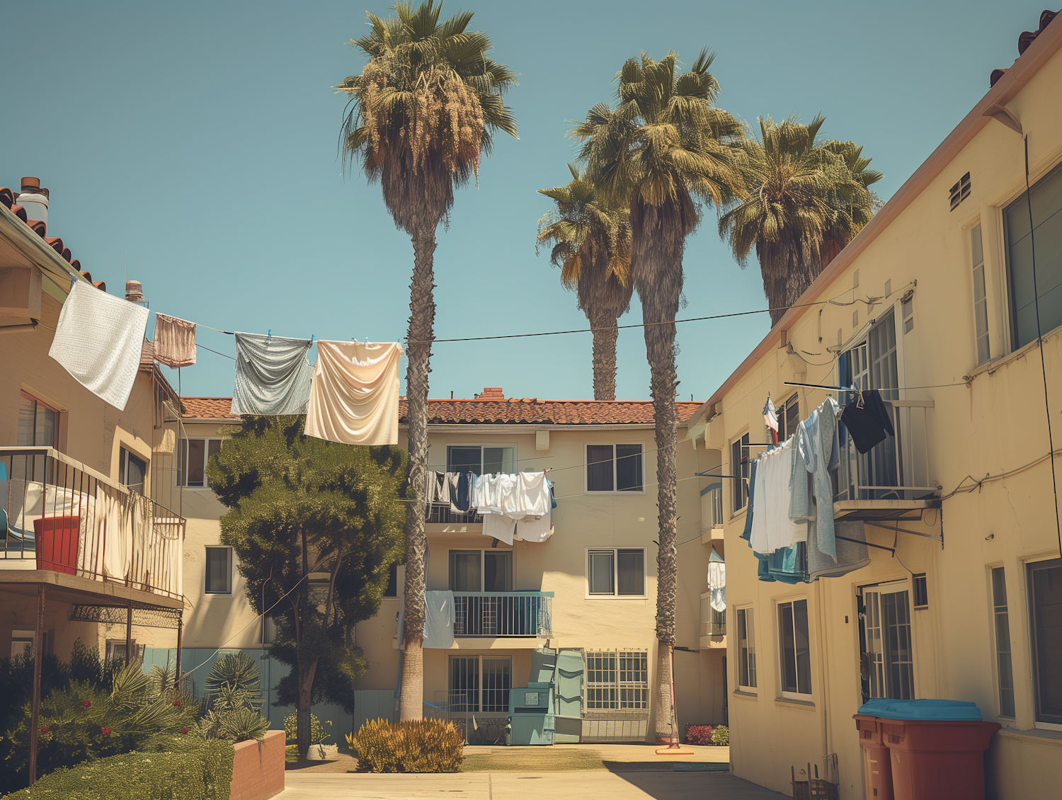 Serene Courtyard Laundry Day