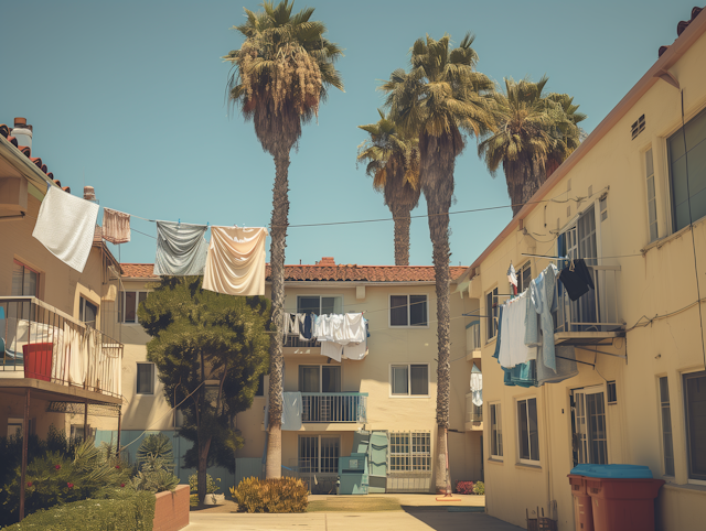 Serene Courtyard Laundry Day