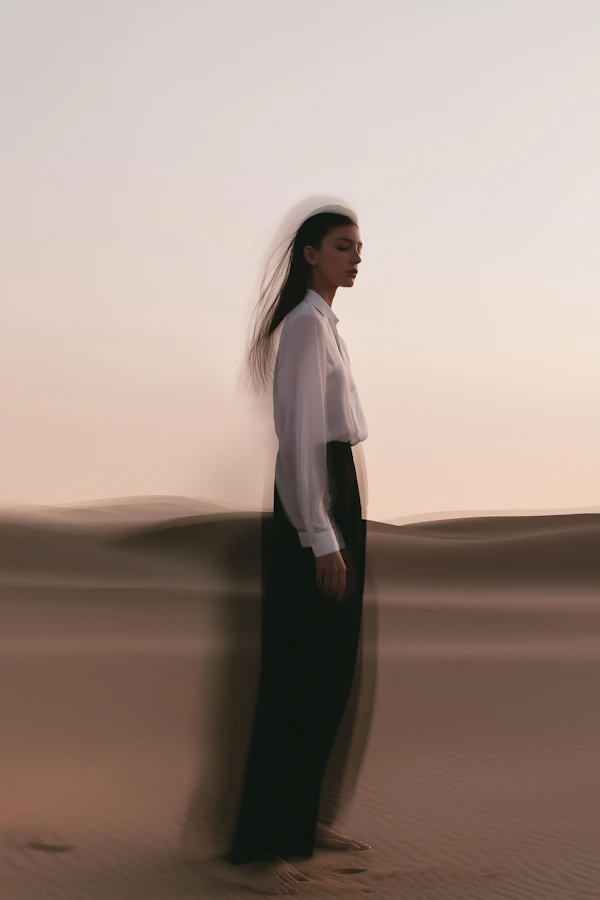 Solitary Figure in Desert
