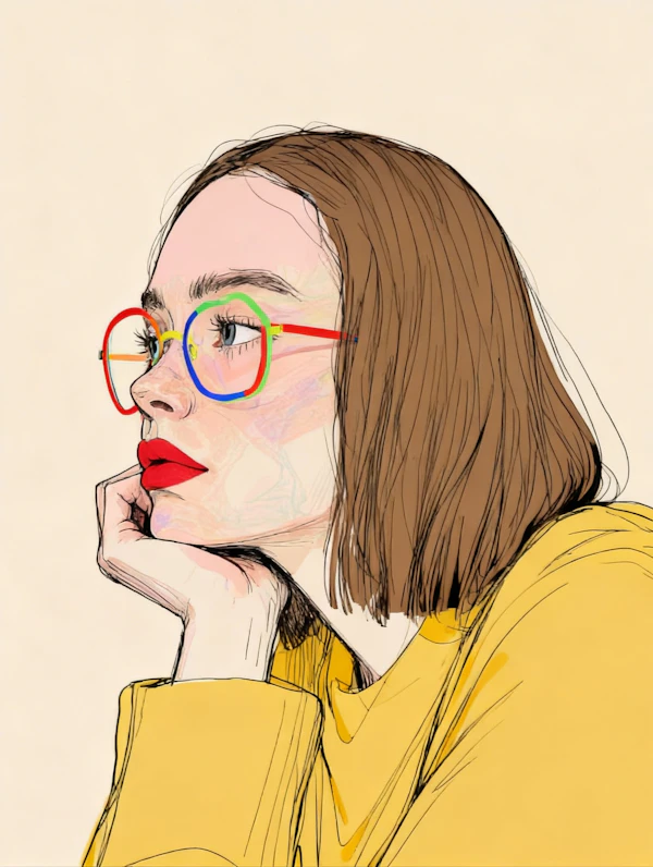 Contemplative Profile Art
