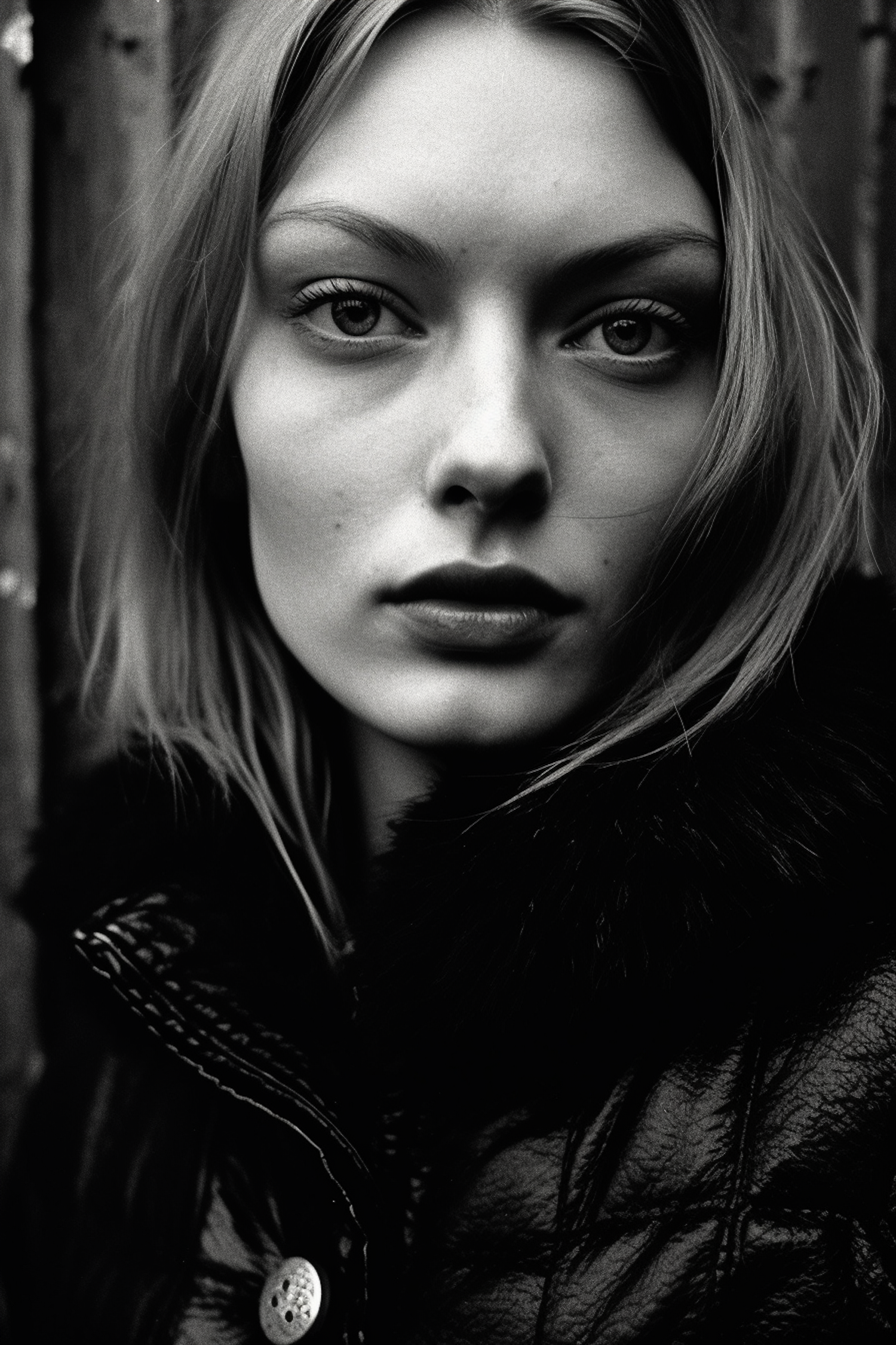 Contemplative Young Woman in Monochrome