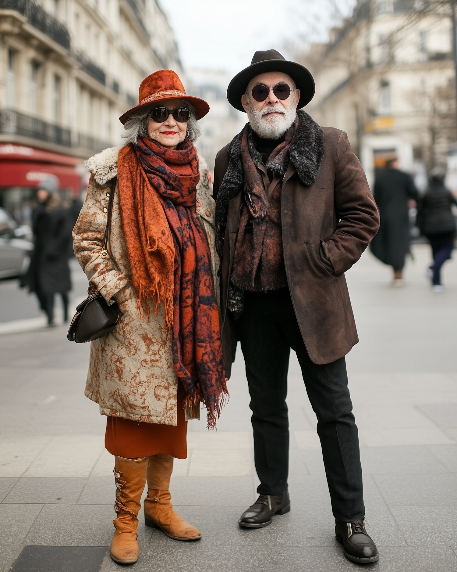 Stylish Older Adults on City Street