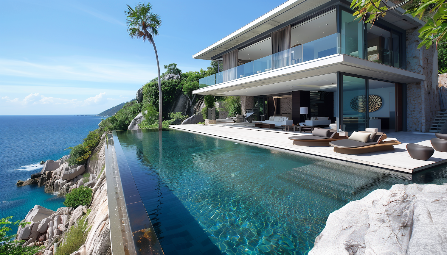 Luxurious Cliffside Modern House with Sea View