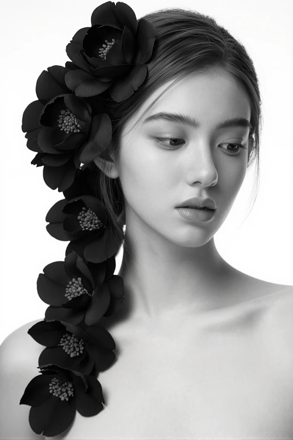 Monochrome Floral Portrait