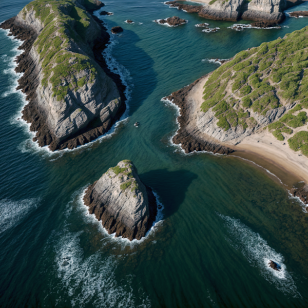 Aerial View of Coastal Cliffs and Beaches