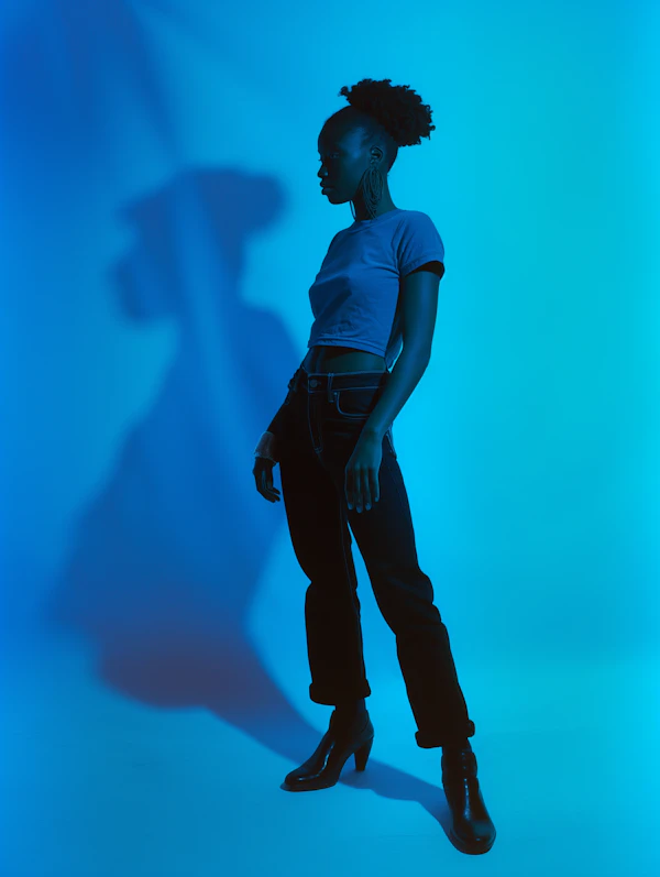 Woman in Blue Light