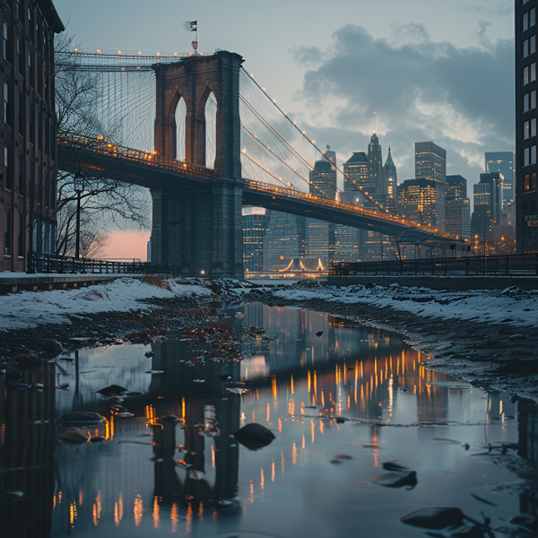 Dusk at Brooklyn Bridge